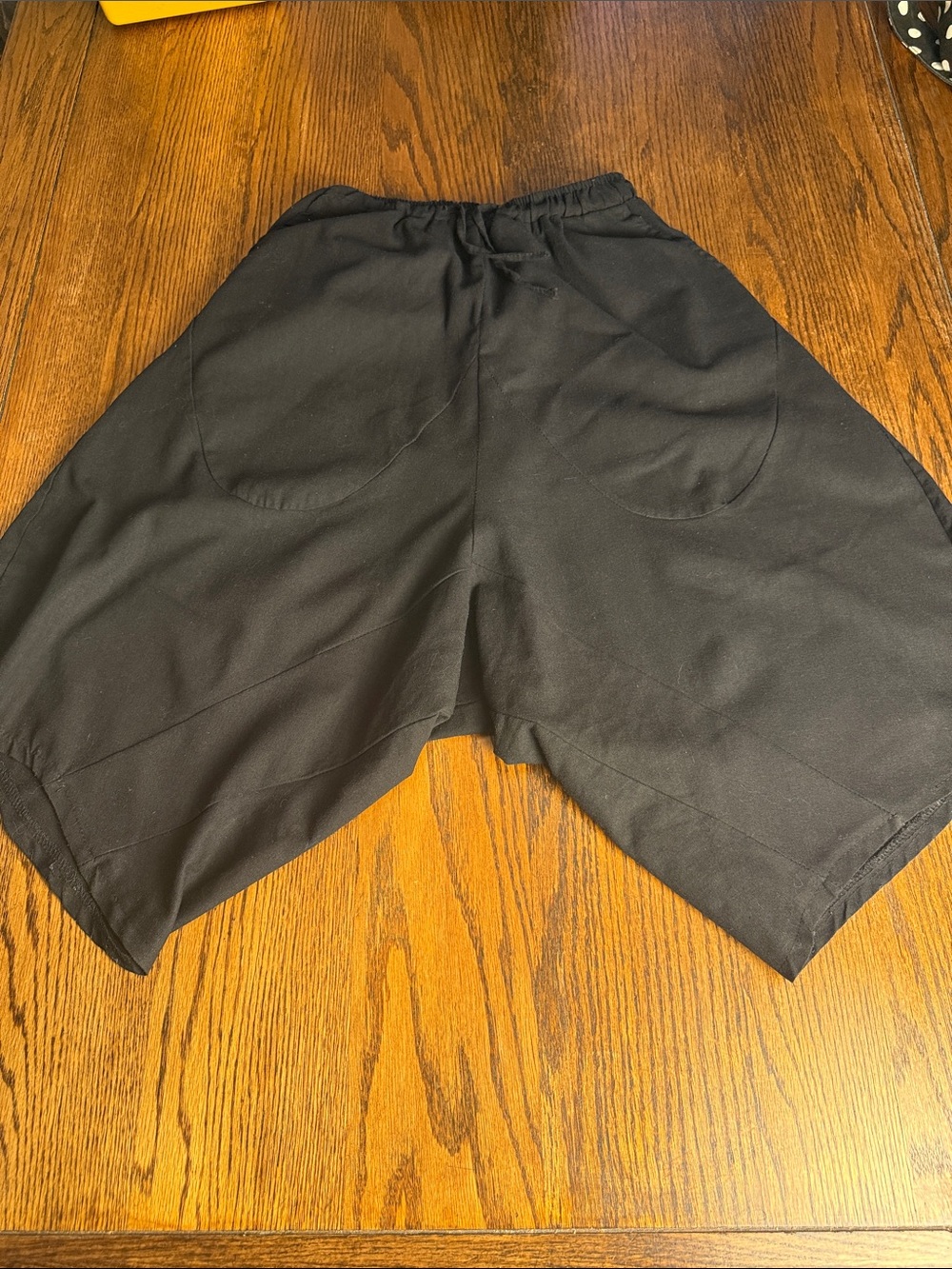Black Drop Crotch Harem Pants Cropped Lagenlook Drawstring Waist